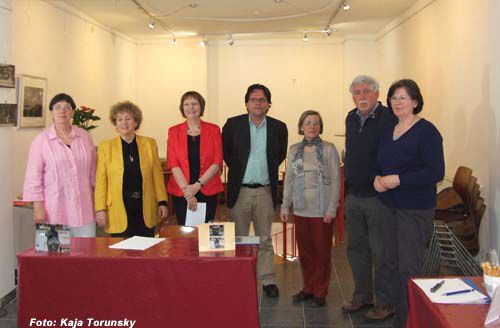 v.l.: Elisabeth Kühhirt-Hildebrandt, Hanna Leybrand, Petra Scheuermann, Dr. Helmut Orpel, Angela-Marcella Gerstmeier, Kurt Thöt (+), Karin Grün
